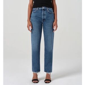 Agolde 90s Pinch Waist High Rise Straight Jeans in Range